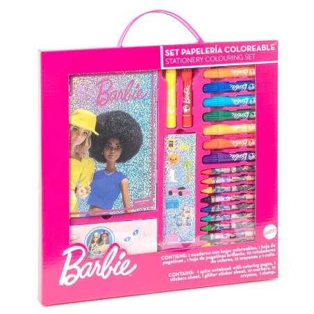 Set papeleria coloreable Barbie