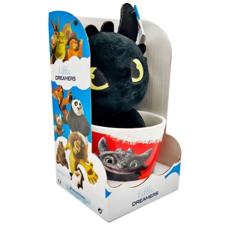 Taza + Peluche Toothless Como Entrenar a tu Dragon 18cm