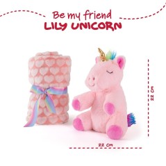 Peluche + Manta suave Unicornio Lily 22cm