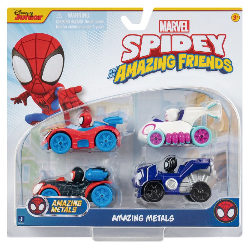 Blister 4 vehiculos Amazing Friends Metal Spidey Marvel