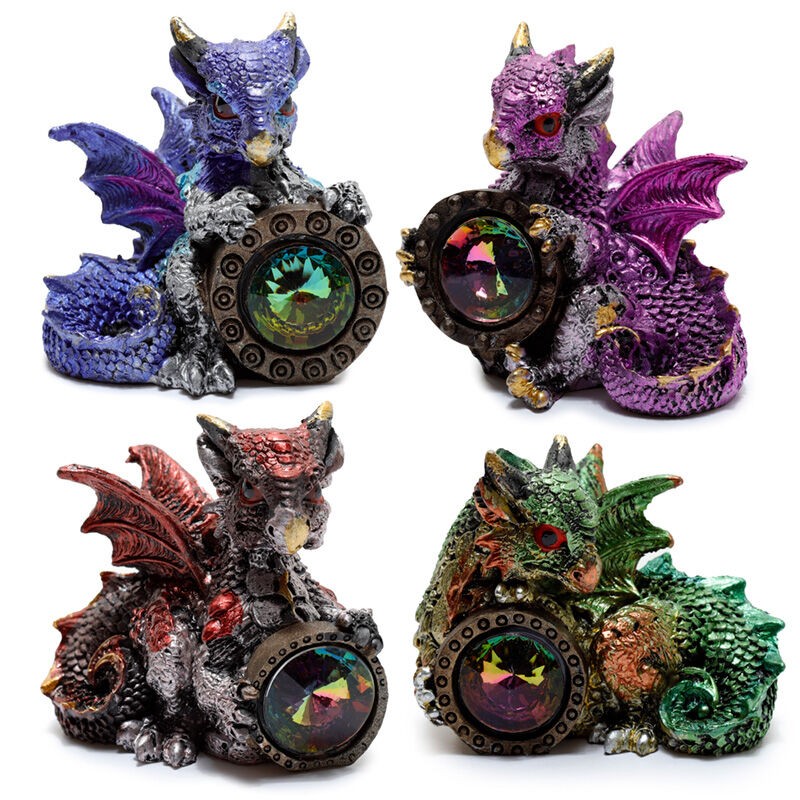 Figura Dragon de los Elementos Gema Escudo 5cm surtido