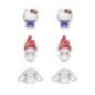 Set 3 Pares de pendientes Hello Kitty and Friends plata