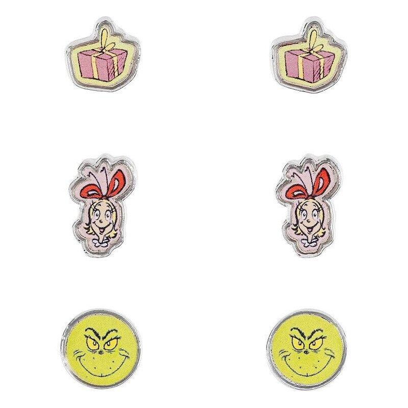 Set 3 Pares de pendientes Navidad El Grinch