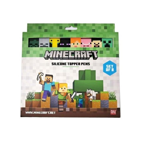 Set 8 Boligrafos Punta Fina Topper Minecraft