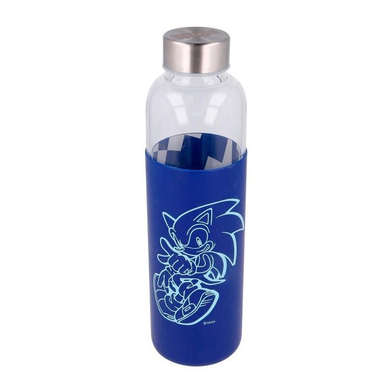 Botella cristal Sonic The Hedgehog funda silicona 585ml